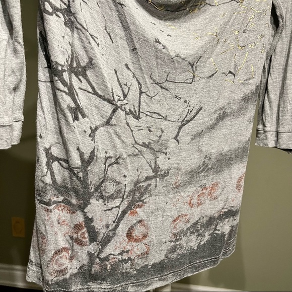 3/4 sleeve grey print t-shirt - Picture 2 of 4